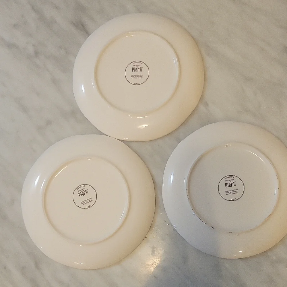 Pier 1 Set Of 3 Ironstone Party Cat Salad Plates